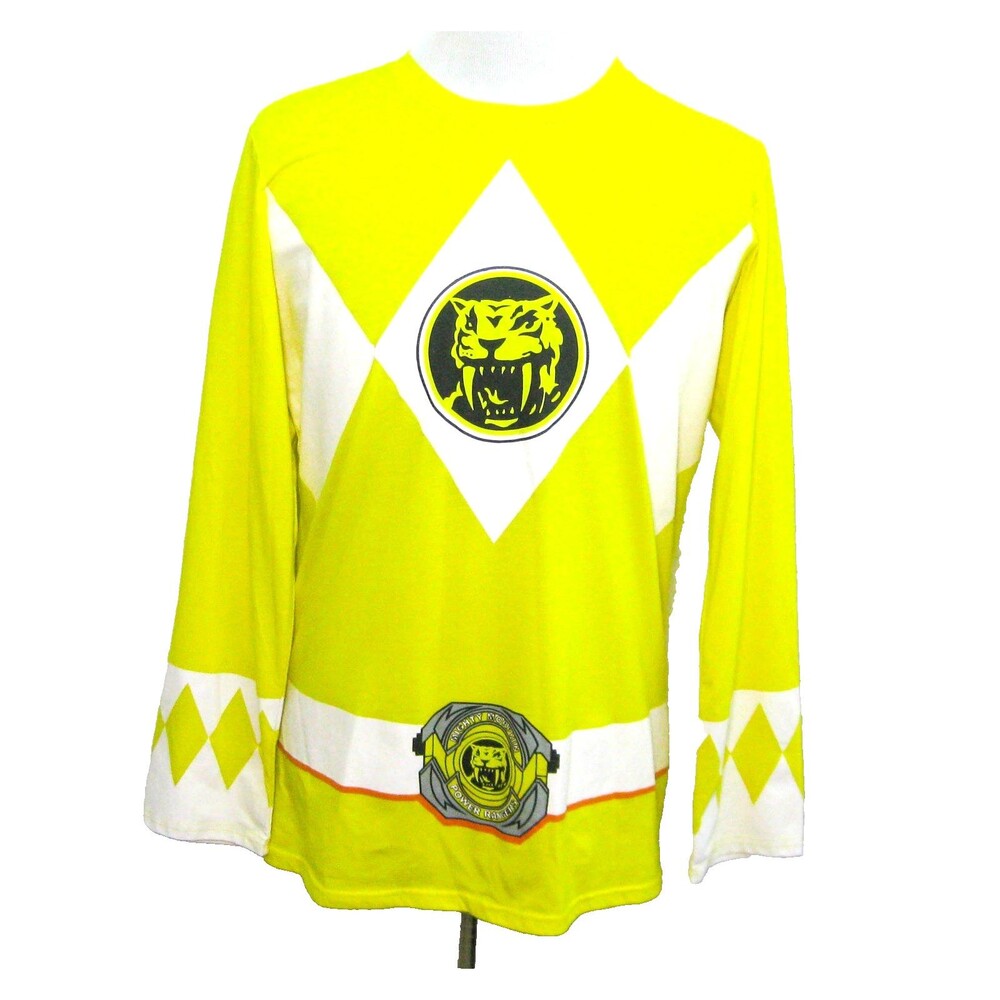 Mighty Morphin Power Rangers Yellow Shirt Mens XL Long Sleeve T-Shirt Costume
